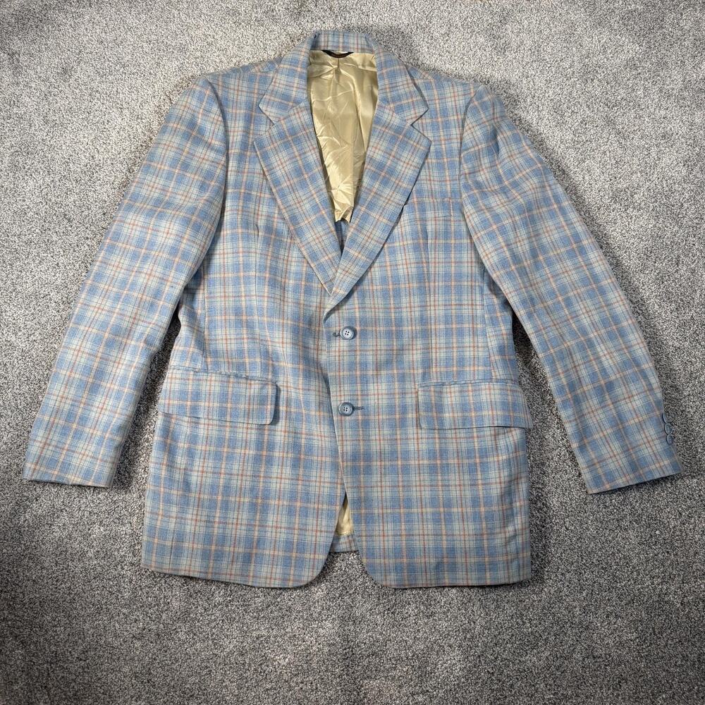 Vtg 70s Harmony Clothes Sport Coat 42 Plaid Retro Grandpa Preppy Groovy Country